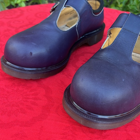 🏴 Vintage MIE Dr. Martens Purple Steel Toe Chunky Mary Jane UK 6 - Picture 16 of 17